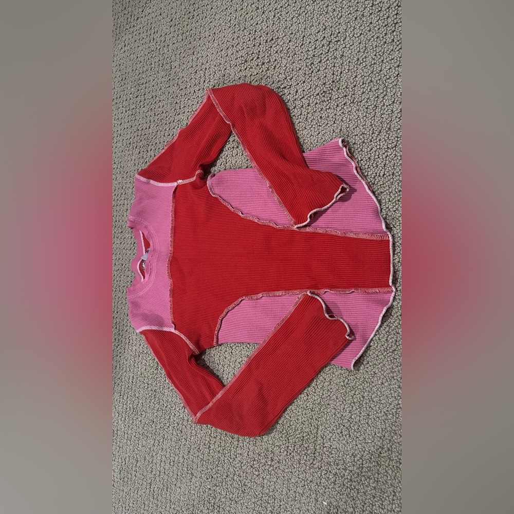 Urban outfitters pink and red long sleeve top